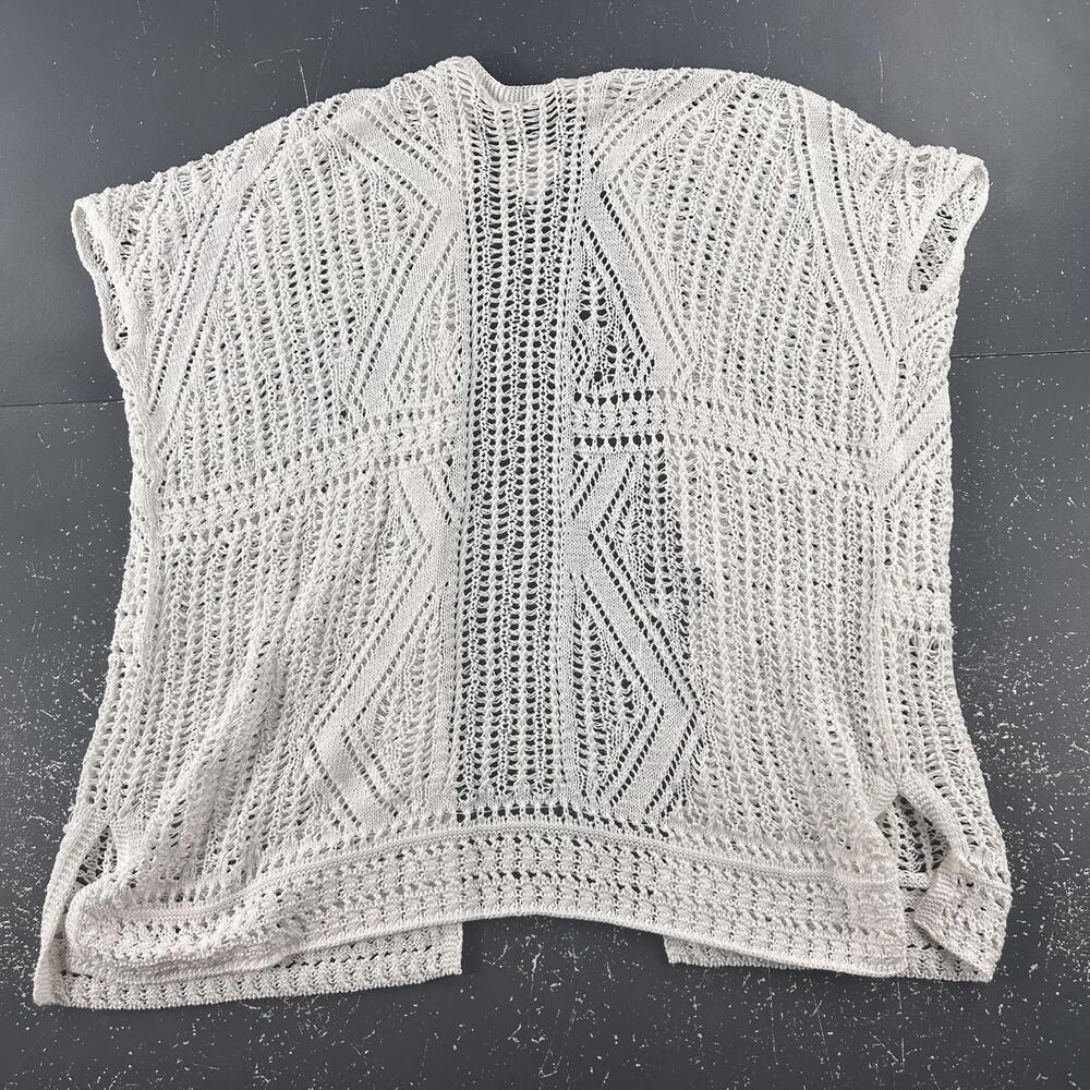 J Jill Sweater Women XS/S White Waterfall Cardigan Sheer Crochet Cap Sleeve NWT - Picture 6 of 6